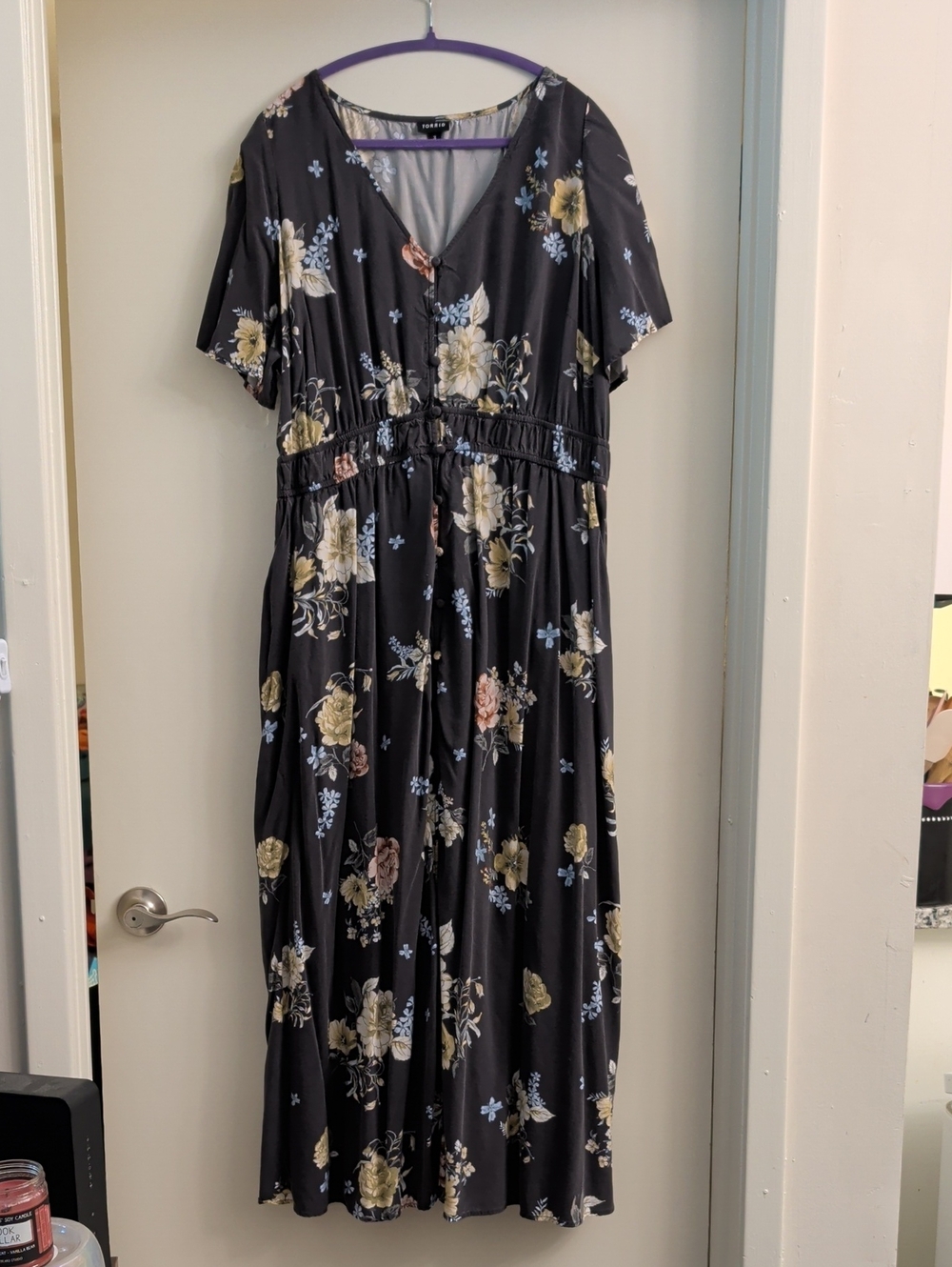 Torrid Black Floral Maxi Dress with V-Neck